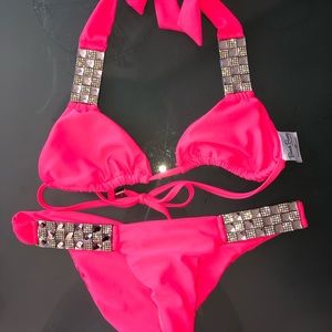 Beach Bunny hot pink SMALL bling sparkle bikini